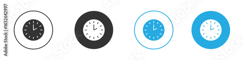 Time icon in editable flat vector in black and white