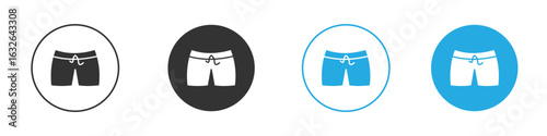 Swim shorts icon in editable flat vector in black and white