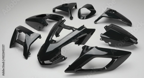 Motorcycle body parts set black gloss