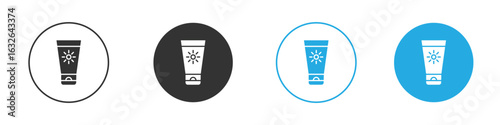 Sun cream icon in editable flat vector in black and white