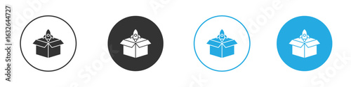 Product release icon in editable flat vector in black and white
