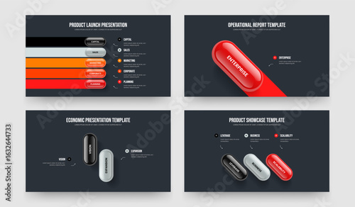 Sales Launch 5 1 2 3 Option Infographic Frame Layout Set. Modern Performance Five One Two Three Element Diagram Slideshow Design Vector Illustration Collection.