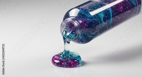 Multicolored viscous liquid pouring