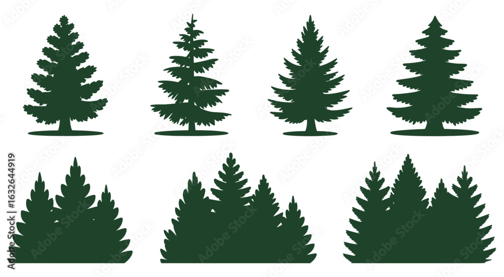 Obraz premium Pine tree vector design, Pine tree silhouettes.