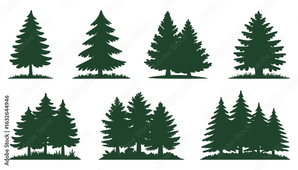 Obraz premium Pine tree vector design, Pine tree silhouettes.