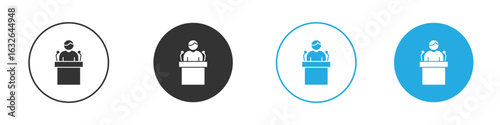 Politician speaker icon in editable flat vector in black and white