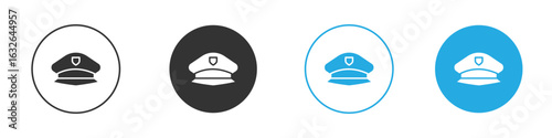 Police cap icon in editable flat vector in black and white