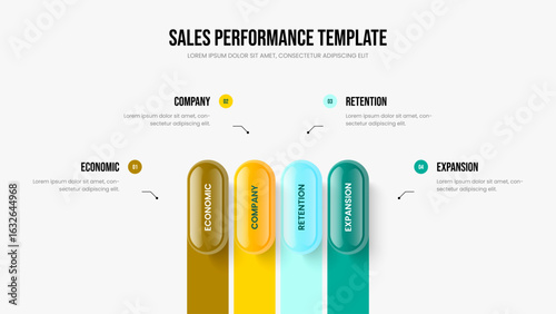 Advertising Plan Slide Layout Vector Illustration. Enterprise Growth 4 Option Diagram Presentation Template. Investor Proposal Four Element Infographic Frame Design.