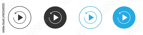 Playback icon in editable flat vector in black and white