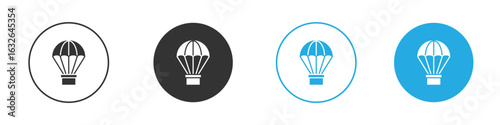 Parachute icon in editable flat vector in black and white