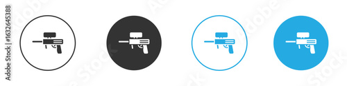 Paintball gun icon in editable flat vector in black and white