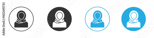 Muslim woman icon in editable flat vector in black and white