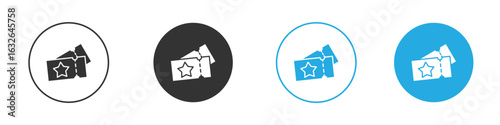Movie ticket icon in editable flat vector in black and white