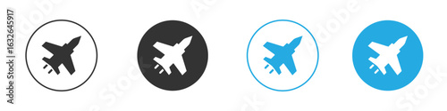 Military aircraft icon in editable flat vector in black and white
