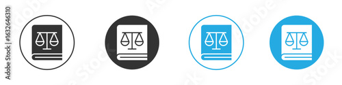 Law book icon in editable flat vector in black and white