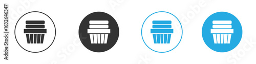Laundry basket icon in editable flat vector in black and white