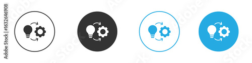 Implementation icon in editable flat vector in black and white