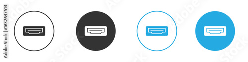 HDMI icon in editable flat vector in black and white