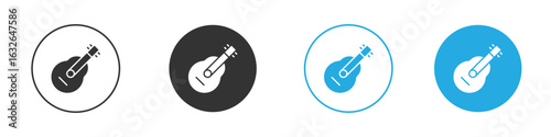 Guitar icon in editable flat vector in black and white