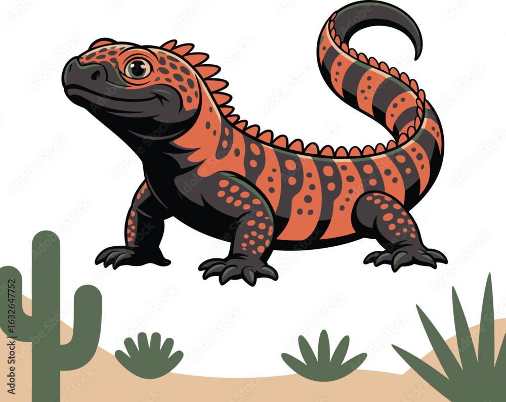Obraz premium Cute cartoon a illustrator vector gila monster