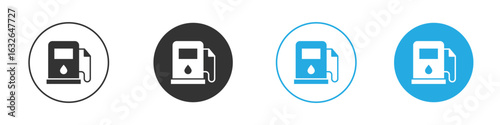 Gas station icon in editable flat vector in black and white