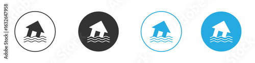 Flood icon in editable flat vector in black and white