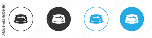 Fez hat icon in editable flat vector in black and white