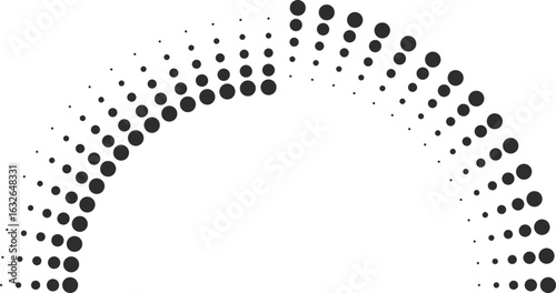 Dotted semicircular rays arranged around a central empty circular area.