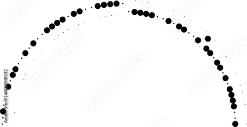 Semicircular dotted rays forming around a wide empty space in the center.