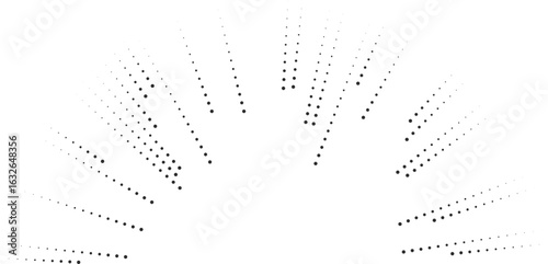 Semicircular dotted rays pointing toward the center from the outer edge.