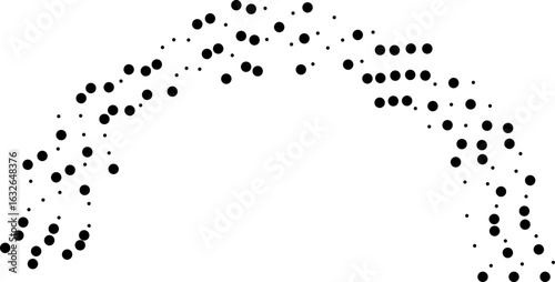 Semicircular structure with dotted rays that end inward around a large central space.