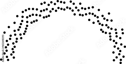 Semicircular dotted rays projecting outward with large empty space at the center.