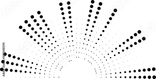 Short dotted rays forming a semicircular shape around a small open center area.