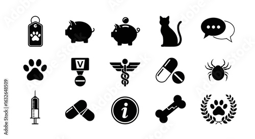 Healthy food vector icon set of pets for web design and illustration