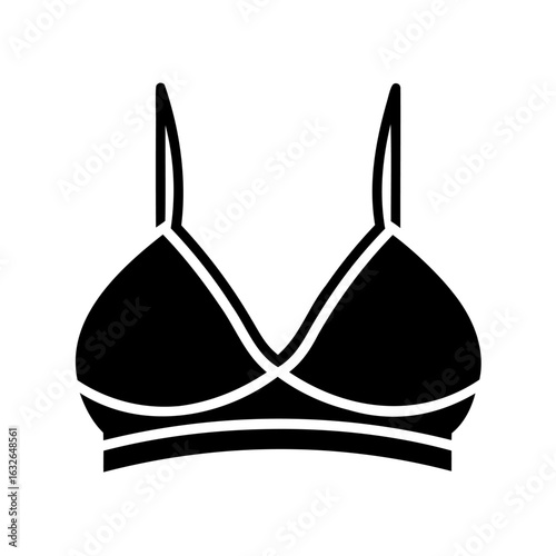 Simple Black Bra Icon with Thin Straps and Underwire Detail