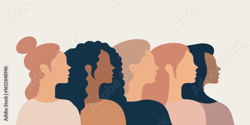 Flat Vector Design of Female Unity and Diversity