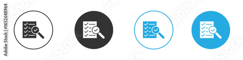 Document verification icon in editable flat vector in black and white