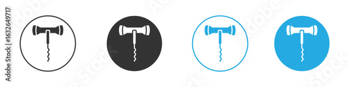 Corkscrew icon in editable flat vector in black and white