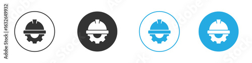 Construction worker icon in editable flat vector in black and white