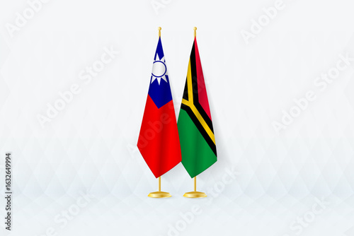 Taiwan and Vanuatu Flags Side by Side, Symbol of International Partnership.