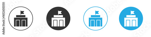 City hall building icon in editable flat vector in black and white