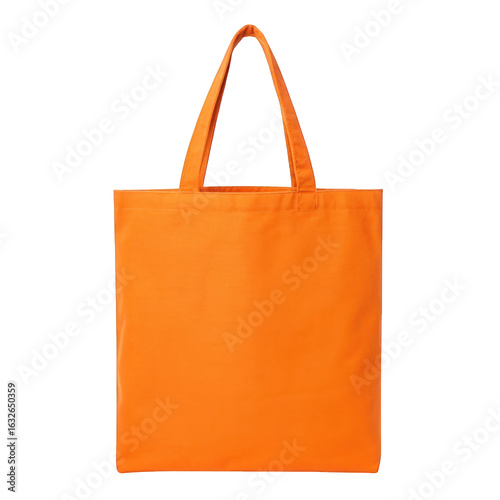Isolated orange tote bag with handles on a plain white background on transparent background