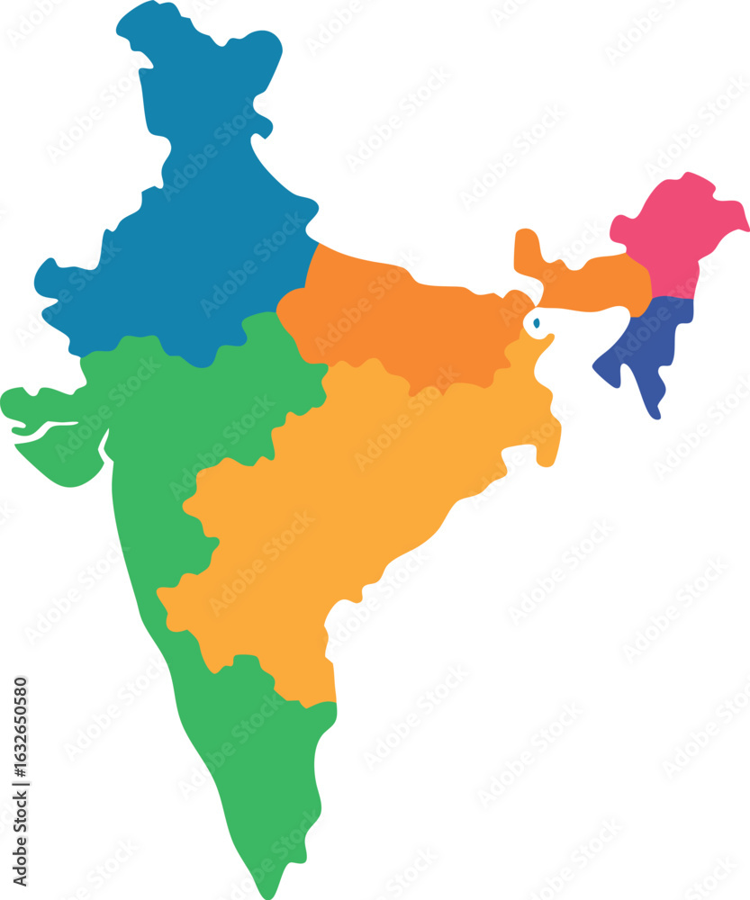 Fototapeta premium India Map with States Colored