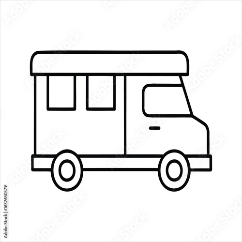 Food Truck Line Art Vector Illustration