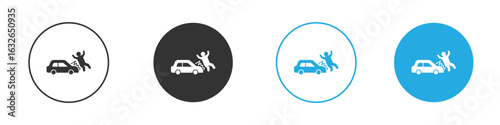 Car accident icon in editable flat vector in black and white