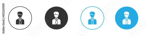 Businessman icon in editable flat vector in black and white