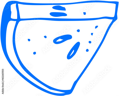 A triangular slice of watermelon with rind, sweet and graphic icon