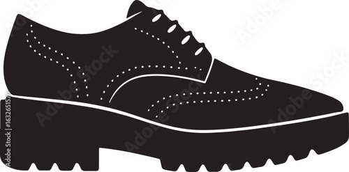 Classic Rugged Business Shoe with Lug Sole Silhouette Vector for Modern Outfits