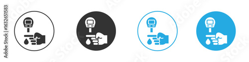 Blood sugar test icon in editable flat vector in black and white