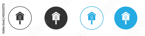 Bird house icon in editable flat vector in black and white